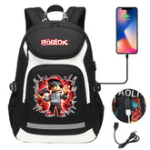 Roblox Game USB Charging Backpack School NoteBook Laptop Travel Bags
